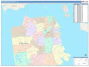 San Francisco County Wall Map Color Cast Style